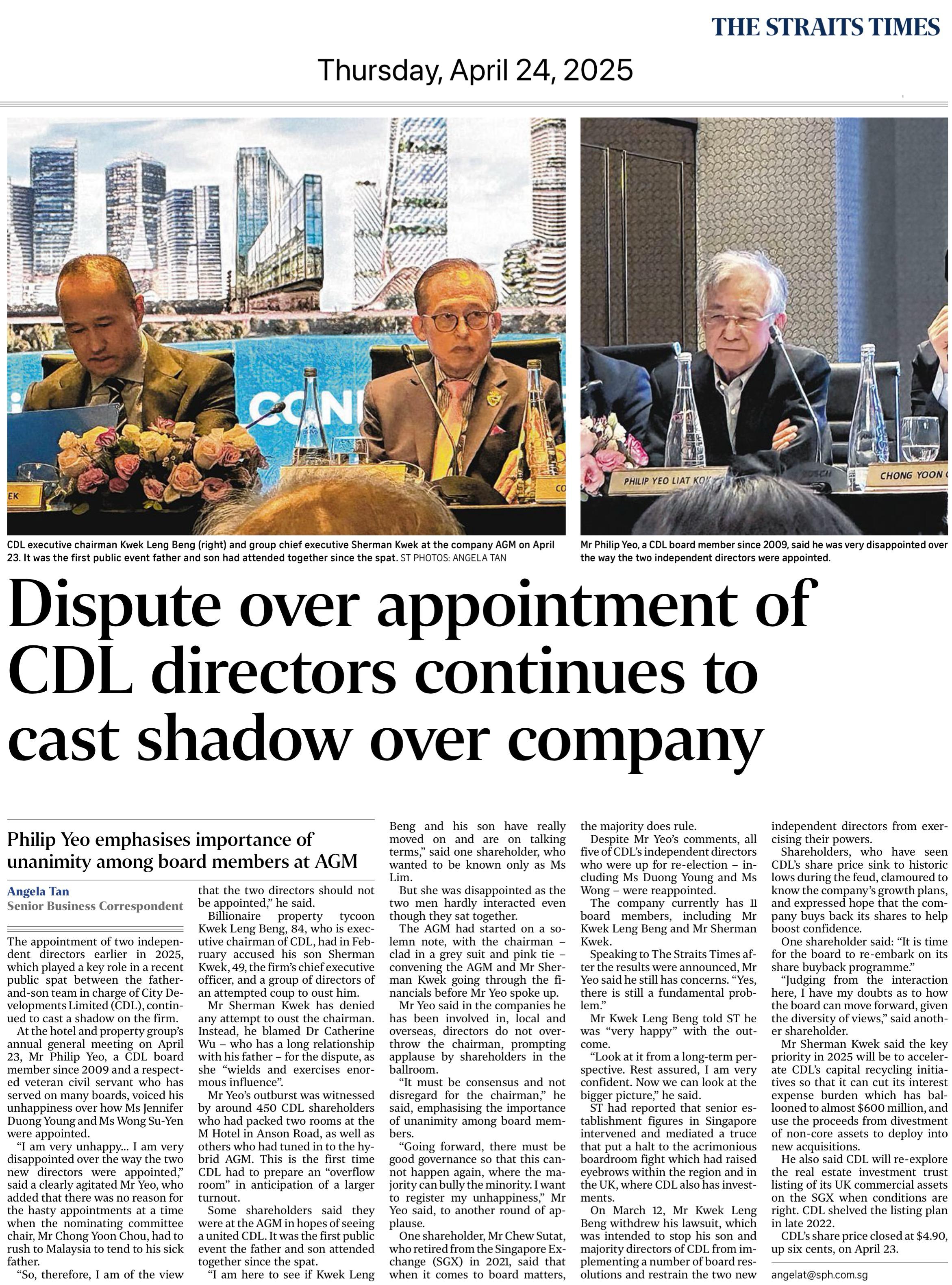 Dispute CDL news 24 April 2025