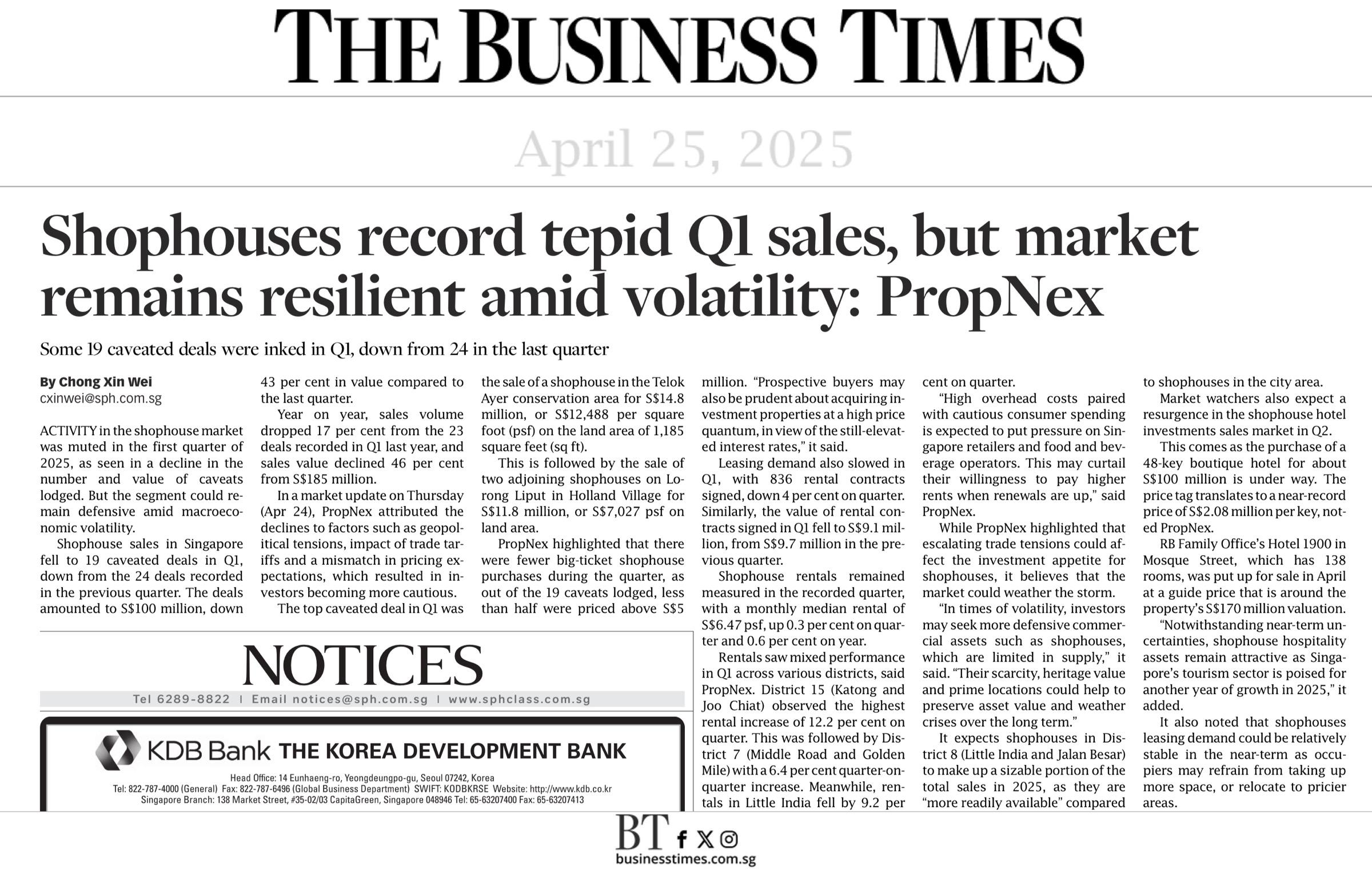 Business Times News Shophouses
