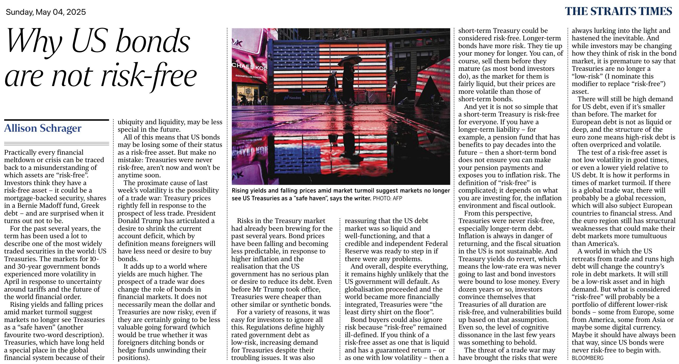 Why US bonds are not risk free